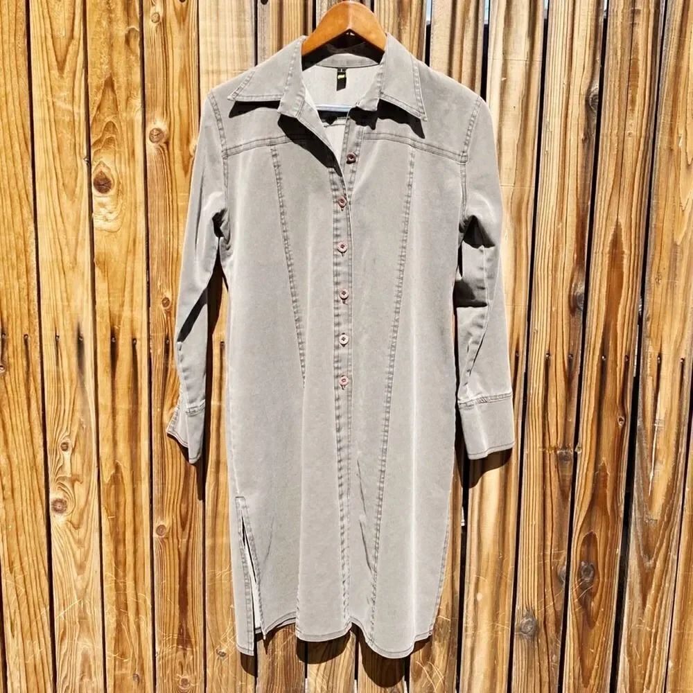 J.Crew Chambaray Long Sleeve Button Down Dress Denim Green Size 1